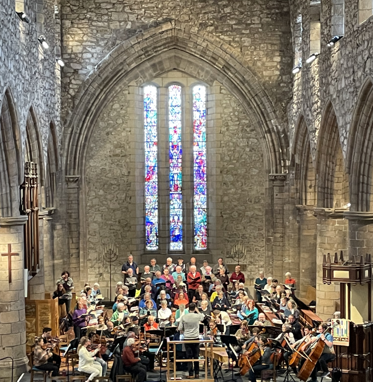 Aberdeen Bach Choir and Aberdeen Sinfonietta rehearsing 29 April 2023