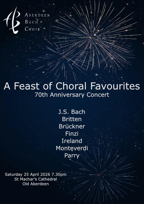 Poster showing starbursts, list of composers, date, time and venue