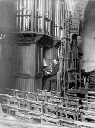 Dawson at the Willis Organ in St Machar's Cathedral, early 20th C