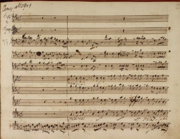 Opening Chorus of Hallelujah Chorus from Messiah, in Handel's handwriting